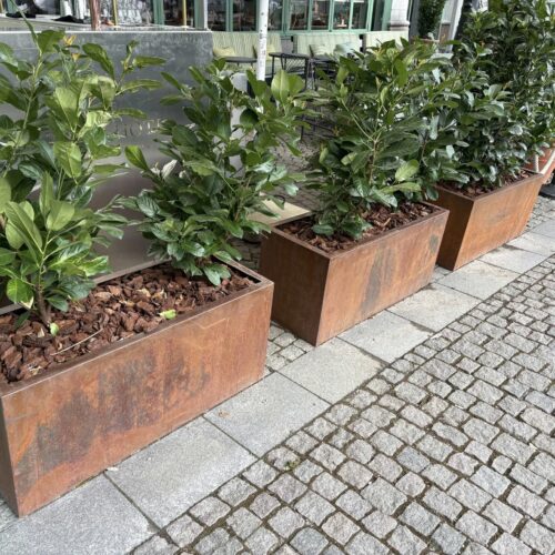 Plantenbak Corten 6 Deze plantenbakken zijn niet alleen sierlijk, maar dienen ook als functionele anti-ramvoorziening, ideaal voor publieke ruimten en zakelijke toepassingen.